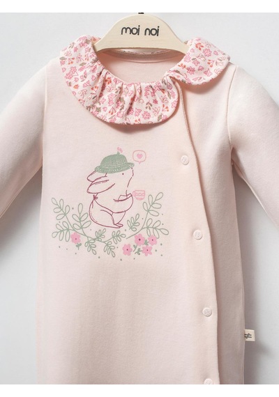 Moi Noi Baby Moi Noi 3lü Şapkalı Baskılı 0-3 Ay Tulum - Pembe