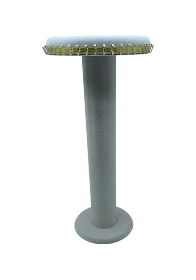 Süet Kumaş Gri Renk 35 Cm Yuvarlak Model Kolye-tesbih-bileklik Standı