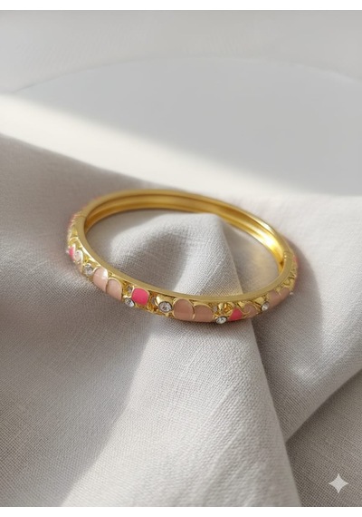 Mineli Açık Pembe Çelik Bileklik Pembe