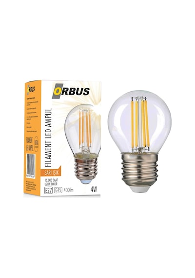 Orbus GC45 4W E27 Duy 400LM Sarı Işık Şeffaf Cam Ampul