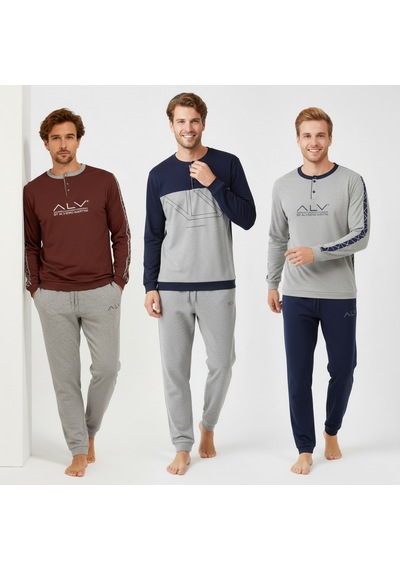 Bonbon Erkek Pamuklu Bohçalık Ve Çeyizlik 3 Adet 2'li Pijama Takımı Bb2237 Çok Renkli
