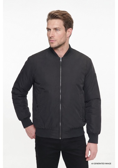 Wrangler Regular Fit Gömlek Yaka Cepli Erkek Bomber Ceket W2620029001 Siyah