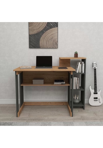 Reyo Home Enda Saye 5raflı Kitaplıklı Çalışma Masası Çam-antrasit Atlantik Çam - Antrasit
