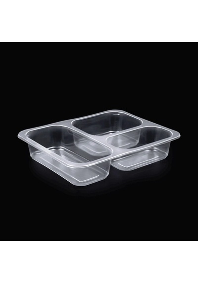 Nice Plast 3 Bölmeli Yemek Kabı Şeffaf Pp 20 Gr 100 Adet