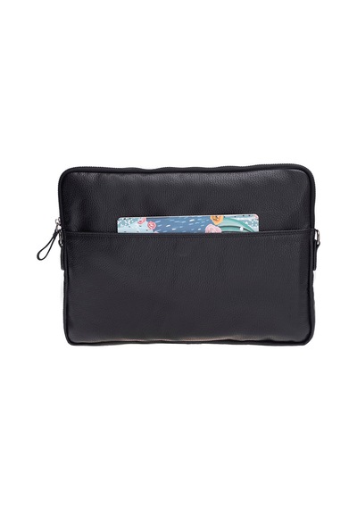 Bloomsleeve Leeds 14" Obsidian Black Hakiki Deri Laptop & Tablet Kılıfı Siyah