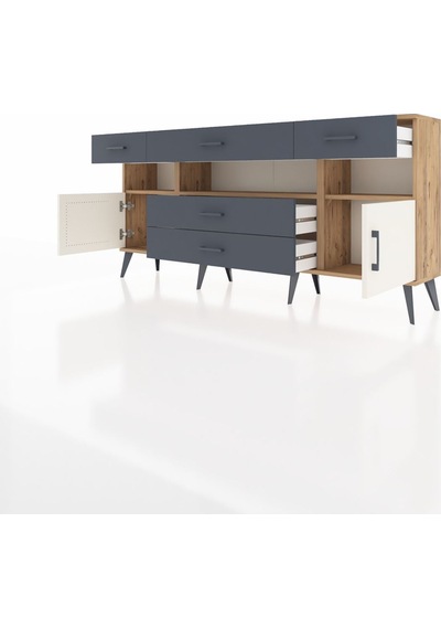 Arges Konsol 3 Raflı 5 Çekmeceli 2 Kapaklı 176x30x83 Çam-aytaşı/antrasit Aytaşı/antrasit Arges Konsol 3 Raflı 5 Çekmeceli 2 Kapaklı 176x30x83 Çam-aytaşı/antrasit Aytaşı/antrasit