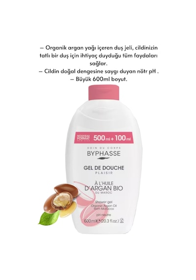 Byphasse Plaisir Organik Argan Yağı Duş Jeli 600 ML