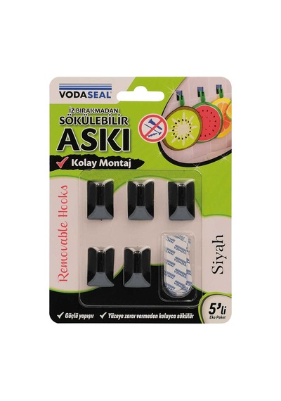 3 Adet Vodaseal Sökülebilir Askı 5'li Siyah