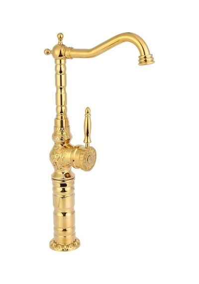 İsaoğlu Yapı Bakır Çanak Lavabo Bataryası Klasik Tasarım Vintage Bronz Batarya Musluk İşlemeli Armatür Bakır