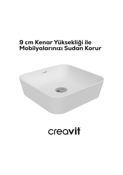 Creavit Ultra Kare Çanak Lavabo 40cm Beyaz Ul040-00cb00e-0000