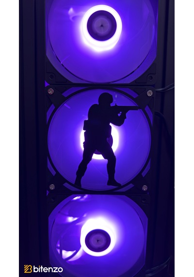 Taktik Operasyoncu Silüetli 120x120 Mm Pc Fan Kapağı - Masaüstü Bilgisayar Fan Kapağı Siyah