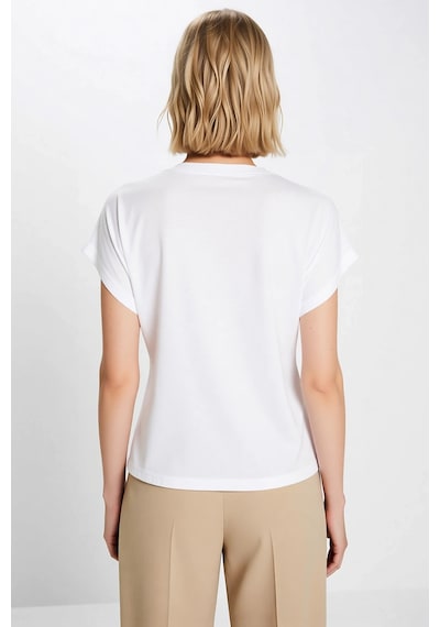 Benerly Kadın T Shirt Kayık Yaka Kısa Kol Relaxed Rahat Kalıp Büzgülü Düz Ekru