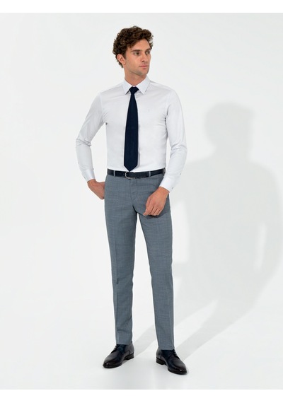 Cacharel Açık Lacivert Slim Fit Yün Karışımlı Kumaş Pantolon