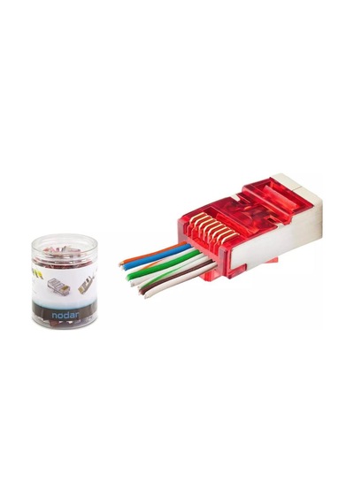 Nodar Nd2419 Kırmızı Cat6 Ezrj45 Metal Açık Uçlu Soket 8p/8c - 100adet