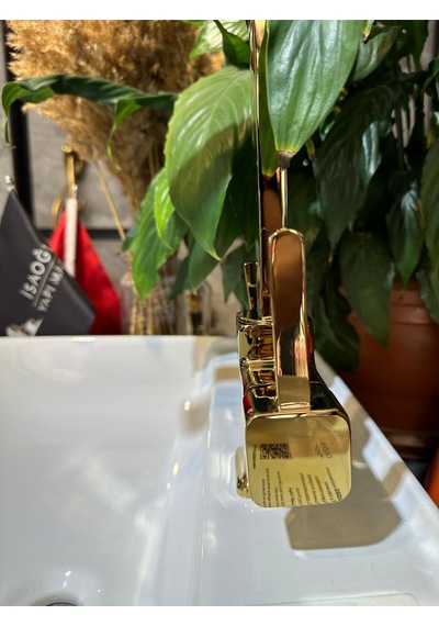 İsaoğlu Yapı Gold Arıtmalı Mutfak Bataryası Premium Kare Armatür Arıtmalı Evye Musluğu Gold
