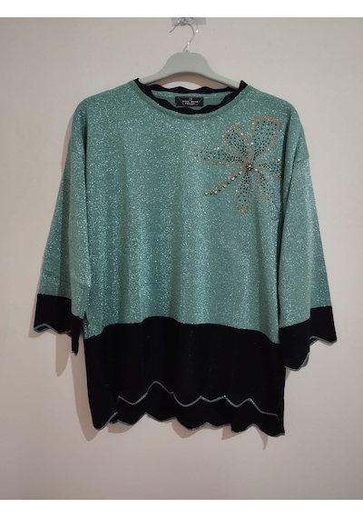 Anne Moda Ankara Üstün Kalite, Kaşmir-pamuk-viskoz Karışımlı Şık Kazak/bluz SU YEŞİLİ