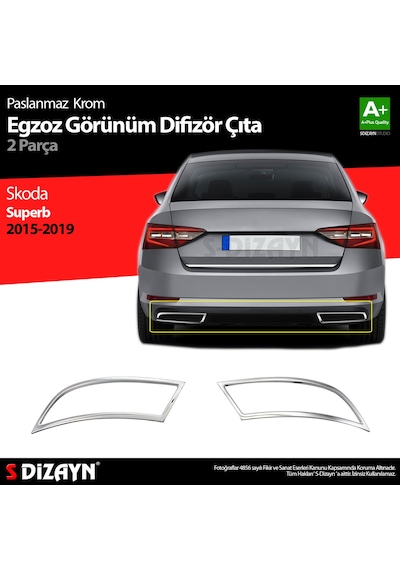 S-Dizayn Skoda Superb Krom Egzoz Çıkışı 2 Parça 2015-2019