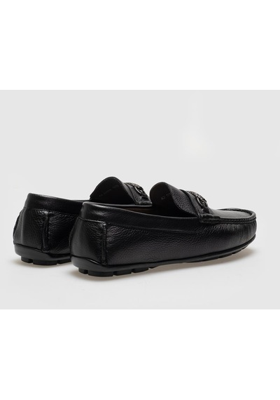 Hakiki Deri Siyah Tokalı Erkek Loafer Siyah