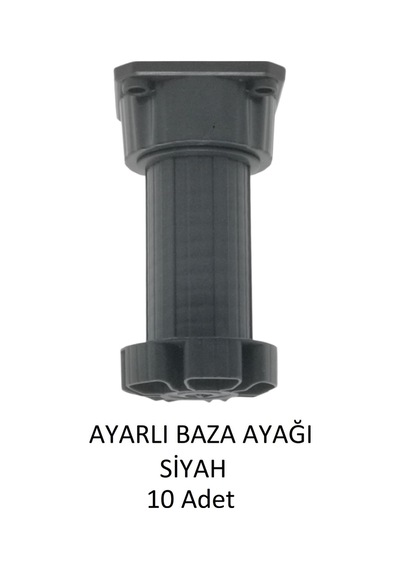 Ayarlanabilir Plastik Baza Ayağı 10-15 Cm, Çok Amaçlı Dolap Ayağı Siyah 10 Adet