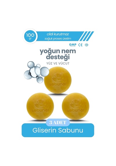 Glycera Gliserin Sabunu 3 Adet - Yoğun Nem Hissi İçin Gliserinli Doğal Bakım Sabunu