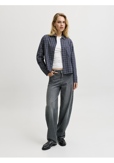 Jack & Jones Kadin Barrel Fit Orta Bel Jean - Fuji - 12303526 Siyah