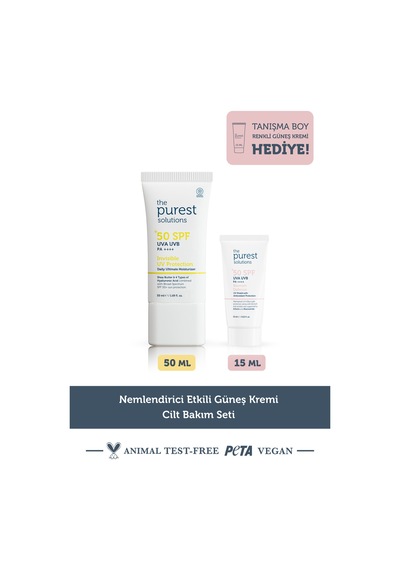 The Purest Solutions Nemlendirici Etkili Güneş Kremi Cilt Bakım Seti: 50 ml + 15 ml Tanışma Boy Blemish Defense