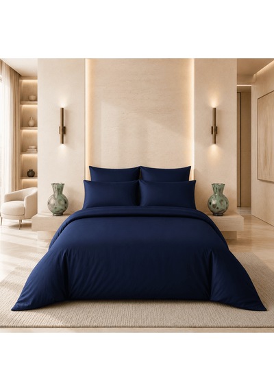 Auren 400 Tc Pamuk Saten King Size Nevresim Seti Lacivert Çok Renkli