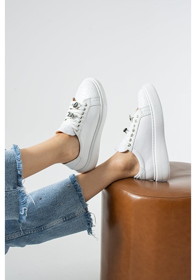 Dericia Shoes Icon Hakiki Deri Günlük Rahat Kadın Sneaker Beyaz