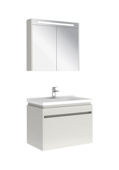 Kale Idea 2.0 80 Cm Tek Çekmeceli Set Parlak Beyaz Lavabo Dolabı + Aynalı Dolap