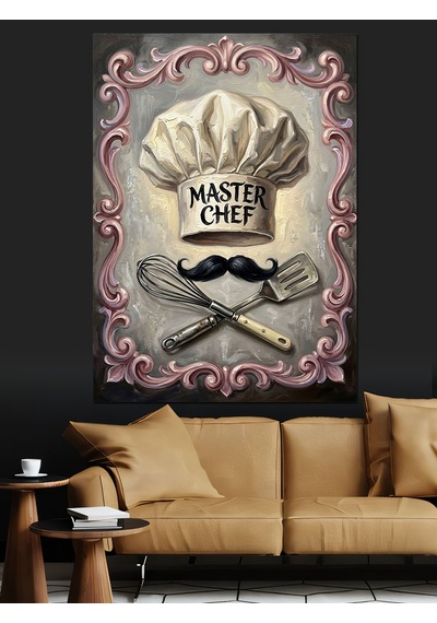 Master Chef Mutfak Kuralları Tabelası Dekoratif Kanvas - Mdf Ahşap Tablo
