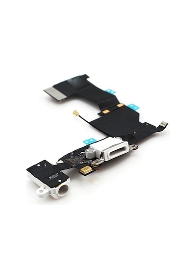 Apple Uyumlu iPhone 5S Şarj Soketi Kulaklık Soketi Mikrofon Filmli - Beyaz