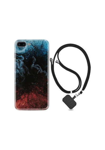 Apple Uyumlu iPhone 7 Plus 8 Plus Kılıf Boyun Askılı Red Blue Black Abstact 1386
