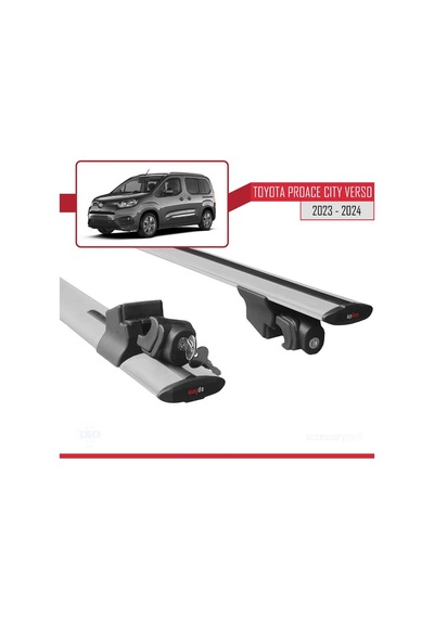 Toyota Proace City 2023 2024 Hook Model Anahtar Kilitli Ara Atkı Tavan Barı Gri