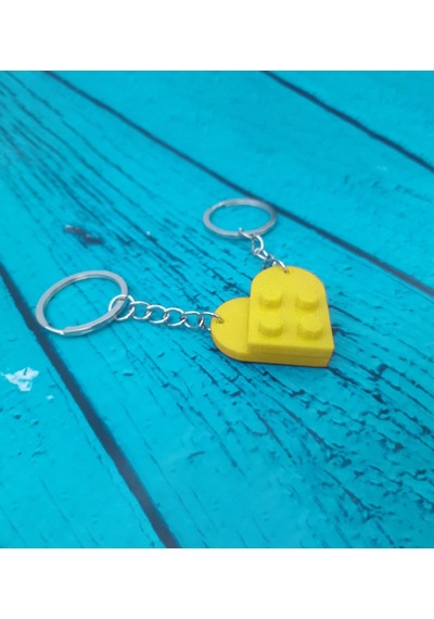 Seninle Anlam Bulurum Lego Dizayn Kalp Anahtarlık 2'li Sarı Renk Çok Renkli