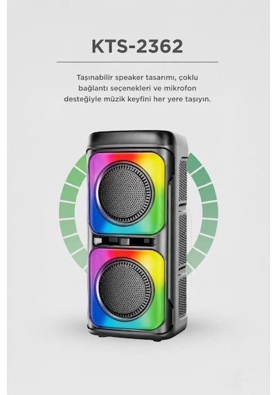 Torima KTS-2362 Bluetooth 5.0 Kablosuz Taşınabilir Mikrofonlu Hoparlör