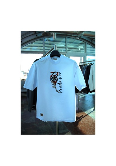 Wild Wood Garment Wild Wood "predator" Tiger Eye Streetwear Premium Kalite Oversize T-shirt Beyaz