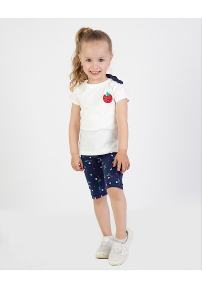Harika Kids Kız Bebek Kaprili Kısa Kollu Apolet Baskılı Yazlık Basic Alt-üst Takım 6-24 Ay 001