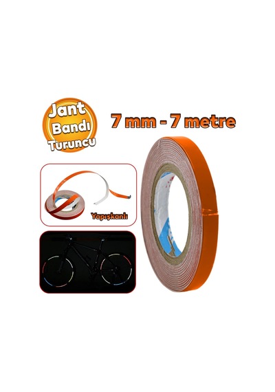 Badem10 Yapışkanlı Neon Bisiklet Motosiklet Araba Jant Bandı 7 Mm X 7 Metre Turuncu Reflektif Parlayan Bant Çok Renkli