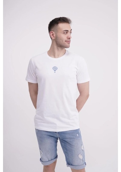The Socks Company 23scts240u Uçan Balon Nakışlı Bisiklet Yaka Beyaz Tshirt 001
