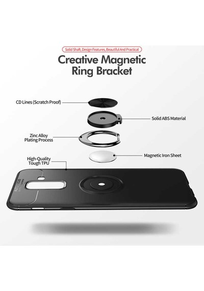 Samsung Uyumlu Galaxy A6 Plus 2018 Kılıf Yüzüklü Magnetli Ravel Case