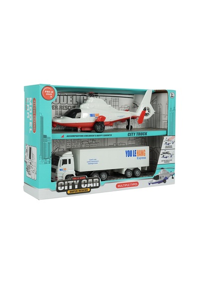 Cıty Car Helikopter Ve Kamyon 2 Li Araç Seti Beyaz Kamyon
