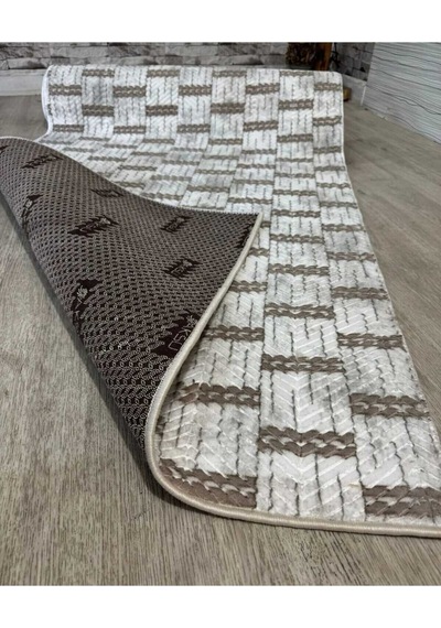 Nesrin Kaymaz Jel Taban Modern Kesme Yolluk Leke Tutmaz Salon Mutfak Koridor Halisi Kahverengi