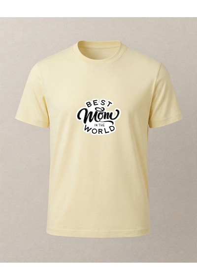Best Mom İn The World Baskılı T-shirt Sarı
