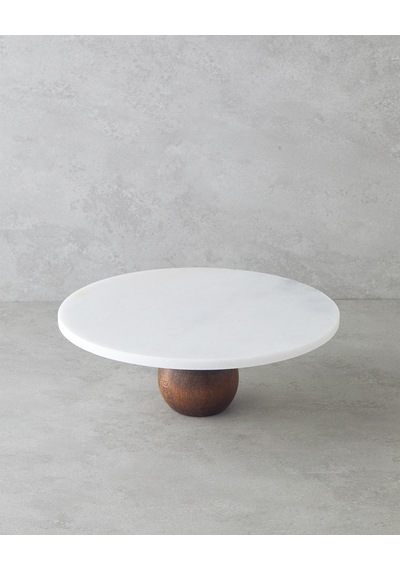 Elegant Mermer Kek Standı 30 Cm Beyaz