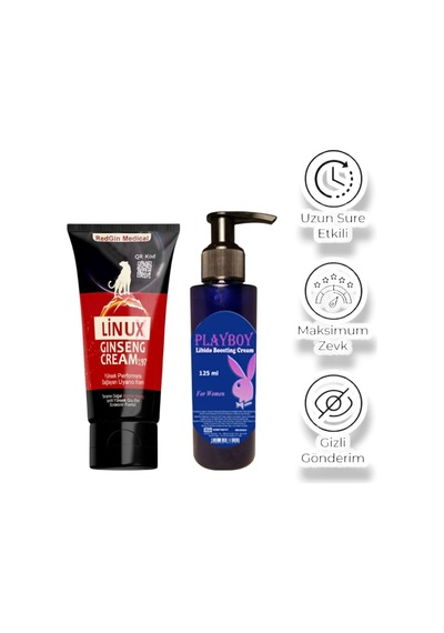 Linux Cream Erkeklere Özel Bölge Kremi 50 Ml + Bayanlara Özel Playboy Libido Boosting Cream 125 Ml