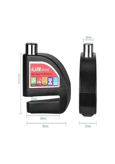 Motosiklet İçin Su Geçirmez 110db Alarmlı Halatlı Disk Kilidi Motor Kilit Lüzumlu