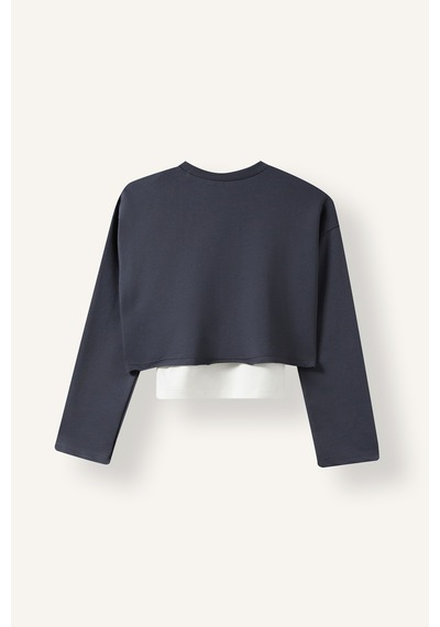 Defacto Baskılı Crop Sweatshirt Üst Geniş Paça Alt 3lü Takım Kız Çocuk I7950a826auar31 Antrasit-ar31