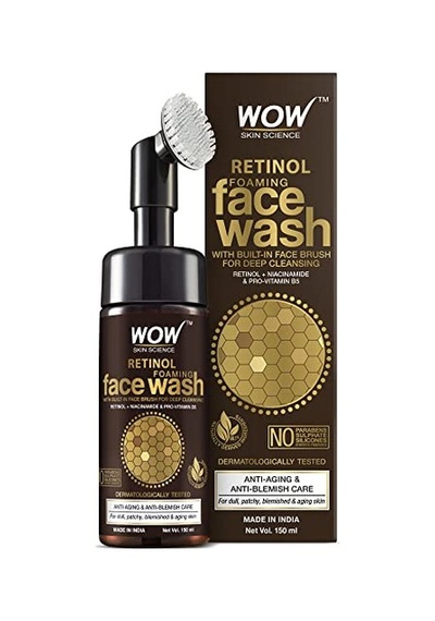 Wow Skin Science Retinol Yüz Temizleme Köpüğü Ve Dahili Fırça-ince Çizgiler, Lekeler Bakım Yüzde Doksan Sekiz, Bir Doğal İçerik Vegan 150ml