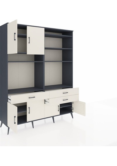 Hyperion Gardrop 10 Raflı 3 Çekmeceli 8 Kapaklı 176x44x221 Antrasit-aytaşı Aytaşı Hyperion Gardrop 10 Raflı 3 Çekmeceli 8 Kapaklı 176x44x221 Antrasit-aytaşı Aytaşı