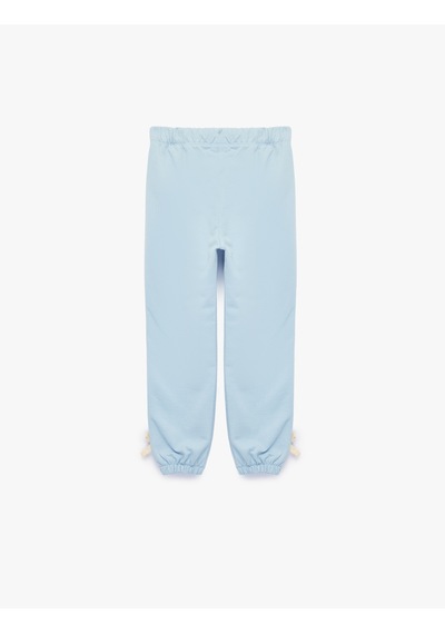 Koton Fiyonk Detaylı Beli Lastikli Pamuklu Şardonlu Jogger Eşofman Altı Mavi 7wmg40016ak